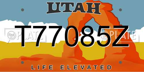 T77085Z Utah License Plate