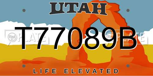 T77089B Utah License Plate