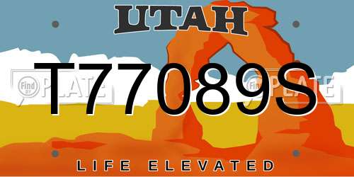 T77089S Utah License Plate