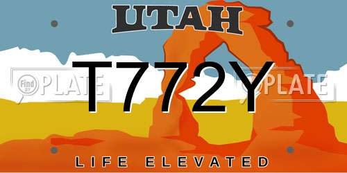 T772Y Utah License Plate