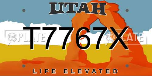 T7767X Utah License Plate