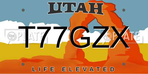 T77GZX Utah License Plate