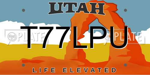 T77LPU Utah License Plate
