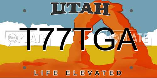 T77TGA Utah License Plate
