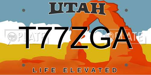 T77ZGA Utah License Plate