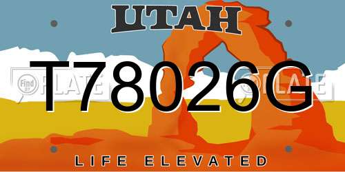 T78026G Utah License Plate