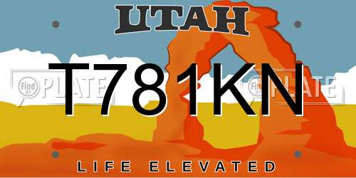 T781KN Utah License Plate