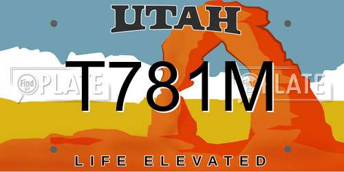 T781M Utah License Plate
