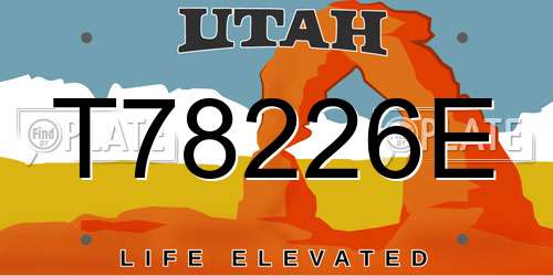 T78226E Utah License Plate