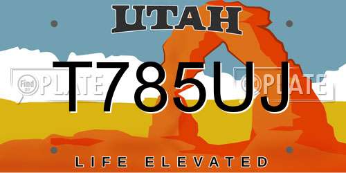 T785UJ Utah License Plate