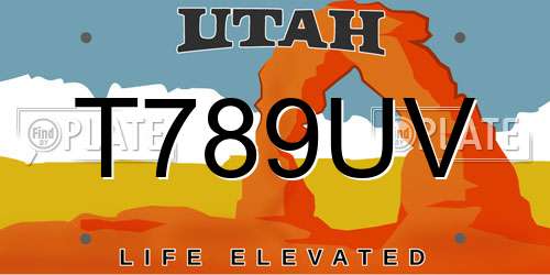 T789UV Utah License Plate