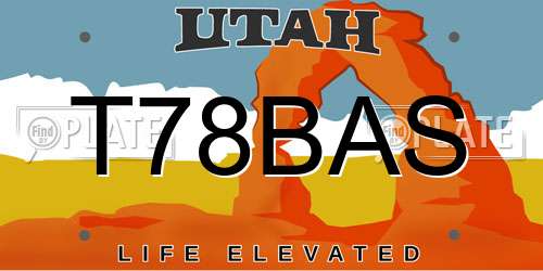 T78BAS Utah License Plate