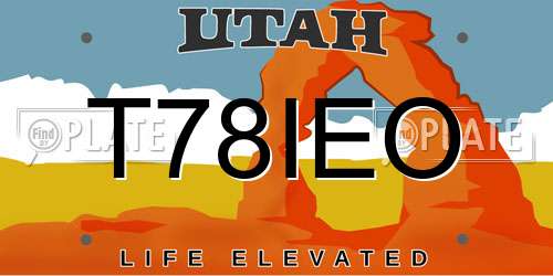 T78IEO Utah License Plate