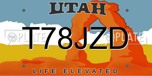 T78JZD Utah License Plate