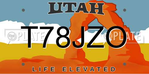 T78JZO Utah License Plate