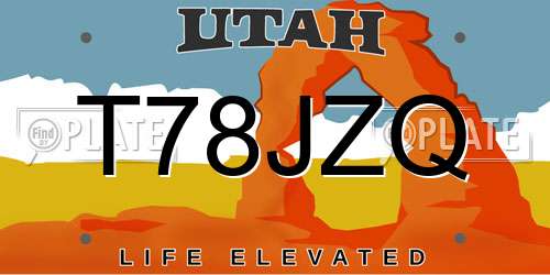 T78JZQ Utah License Plate