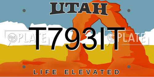 T793IT Utah License Plate