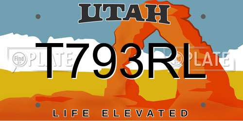 T793RL Utah License Plate