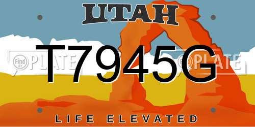 T7945G Utah License Plate