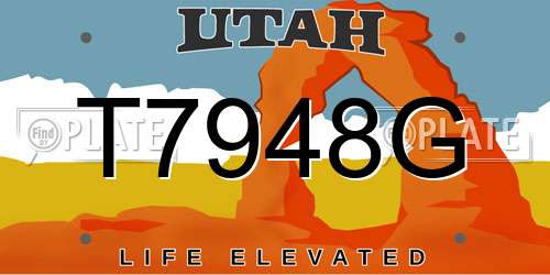 T7948G Utah License Plate