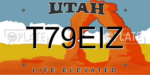 T79EIZ Utah License Plate