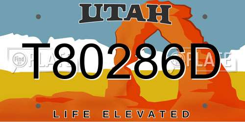 T80286D Utah License Plate