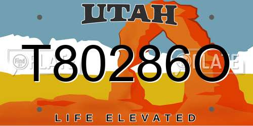 T80286O Utah License Plate