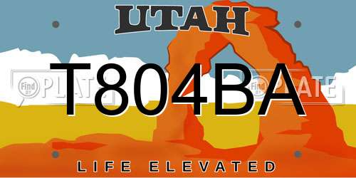 T804BA Utah License Plate