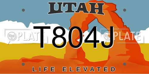 T804J Utah License Plate