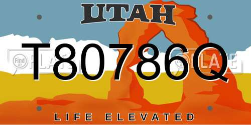 T80786Q Utah License Plate