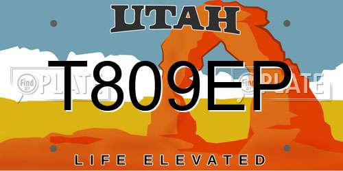 T809EP Utah License Plate