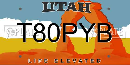 T80PYB Utah License Plate