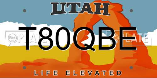 T80QBE Utah License Plate