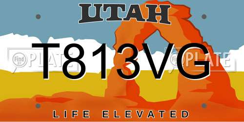 T813VG Utah License Plate