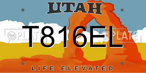 T816EL Utah License Plate