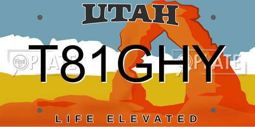 T81GHY Utah License Plate