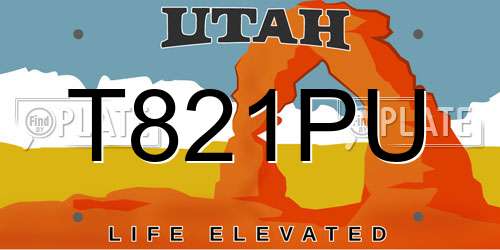 T821PU Utah License Plate