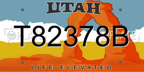 T82378B Utah License Plate