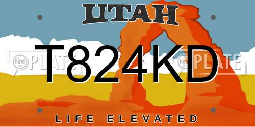 T824KD Utah License Plate