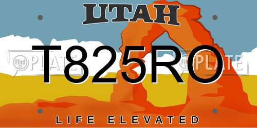 T825RO Utah License Plate