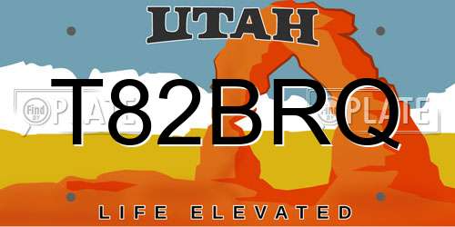 T82BRQ Utah License Plate