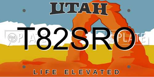 T82SRO Utah License Plate