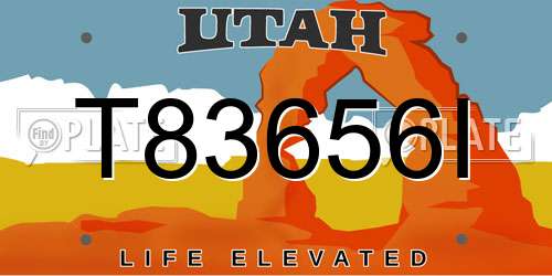 T83656I Utah License Plate
