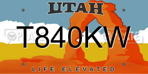 T840KW Utah License Plate