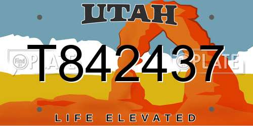 T842437 Utah License Plate