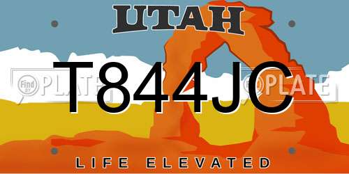 T844JC Utah License Plate