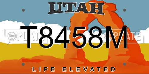 T8458M Utah License Plate