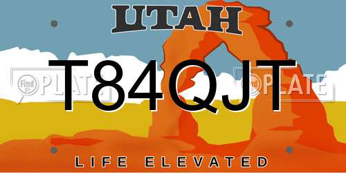 T84QJT Utah License Plate