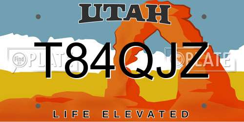 T84QJZ Utah License Plate