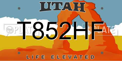 T852HF Utah License Plate
